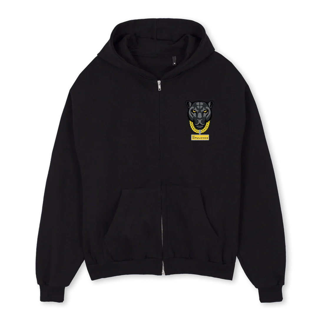 By Opulence Men's Oversize Panther Zip-Up
