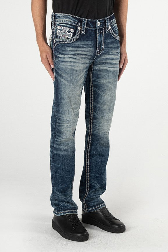 Rock Revival Men's Straight Fit Jeans 32" & 34"