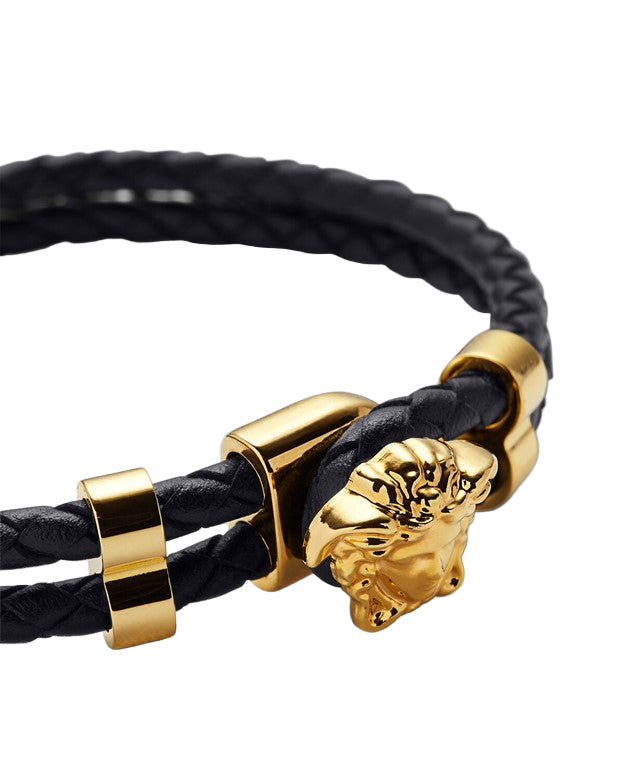 Versace Medusa Braided Leather Bracelet