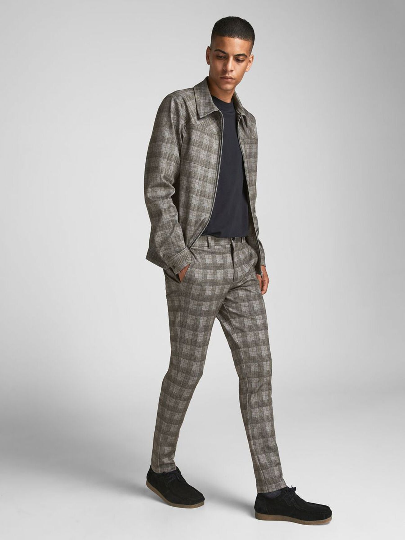 Plaid Suit Zara Mens Checked Trousers PLAID SCARF Dark Brown ZARA