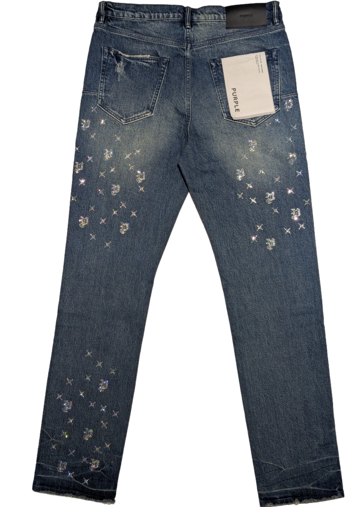Purple Men's Crystal Detail Jeans