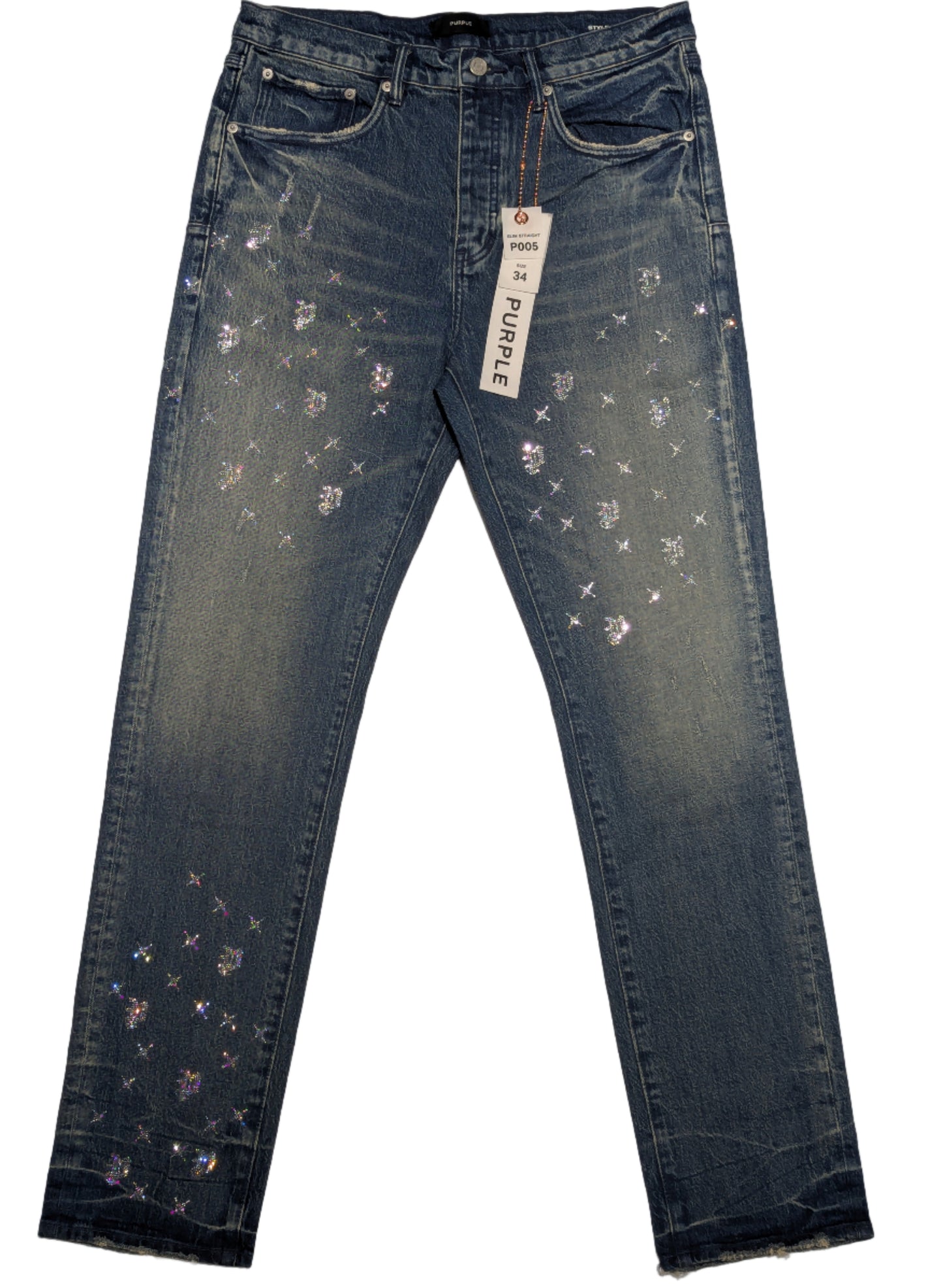 Purple Men's Crystal Detail Jeans