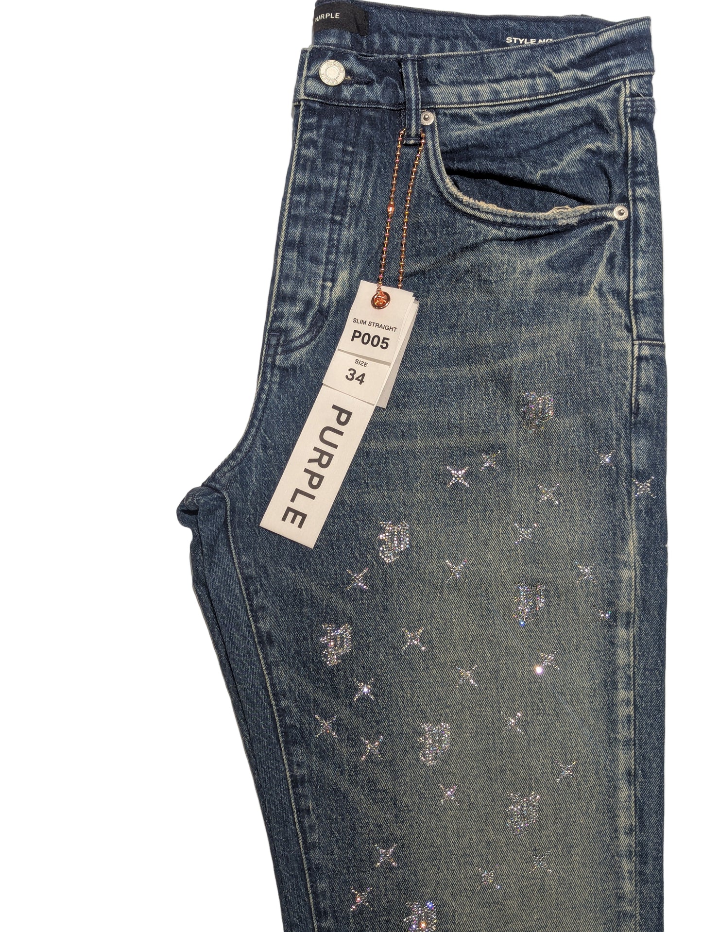 Purple Men's Crystal Detail Jeans