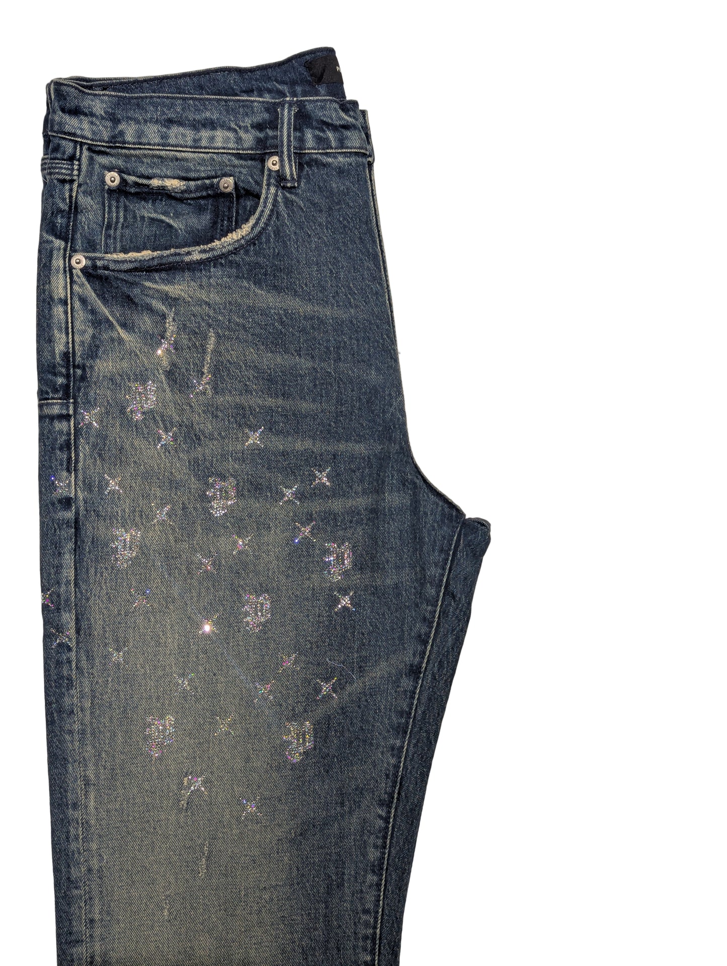 Purple Men's Crystal Detail Jeans