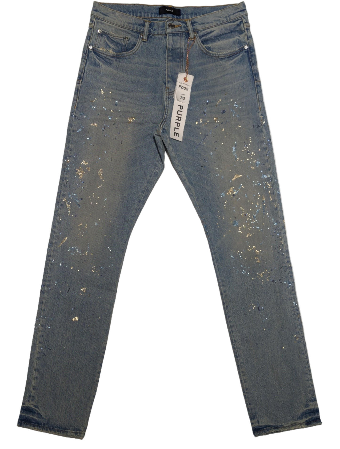 Purple Men's Sequins and Paint Splatter Jeans