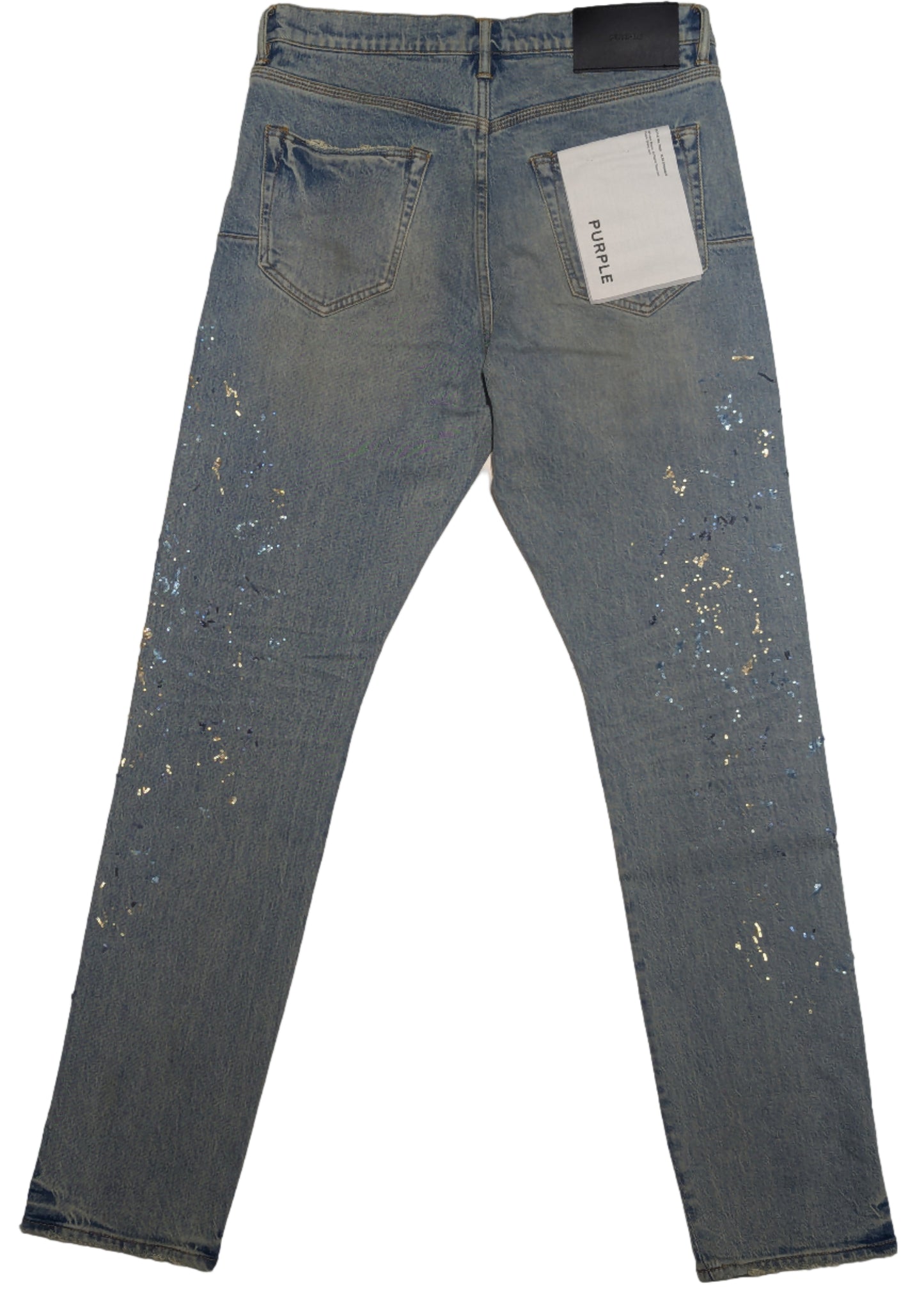 Purple Men's Sequins and Paint Splatter Jeans