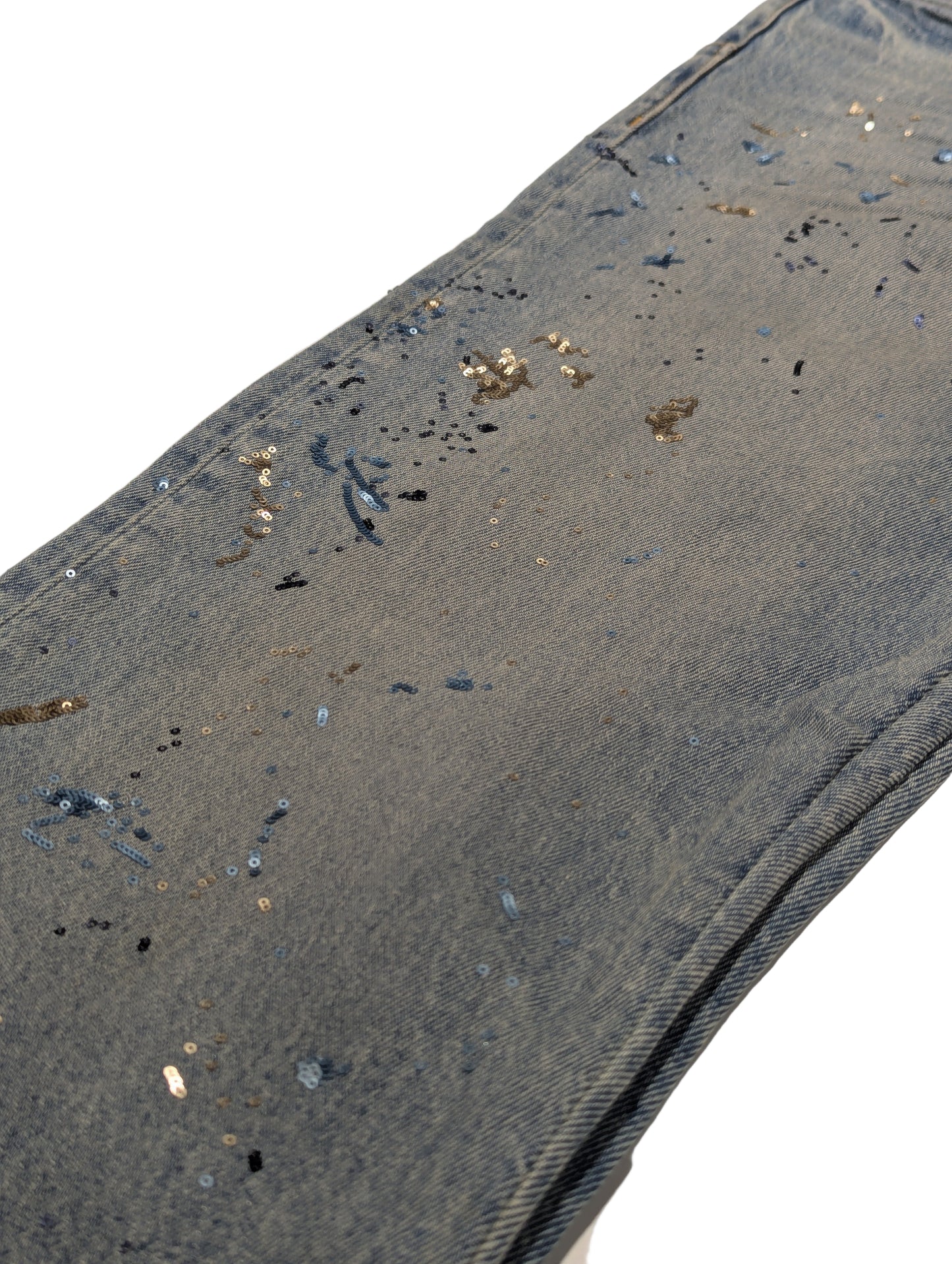 Purple Men's Sequins and Paint Splatter Jeans