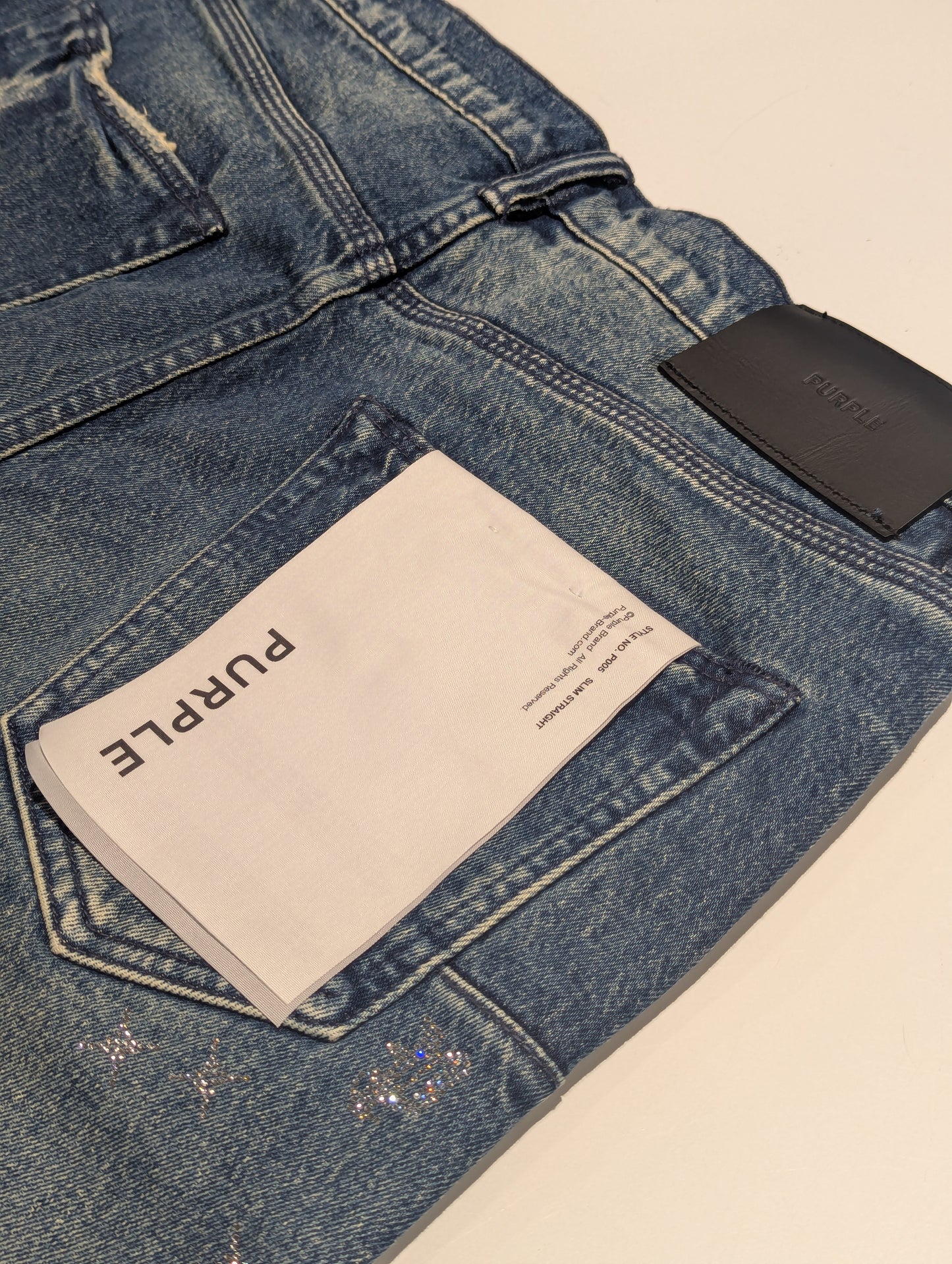 Purple Men's Crystal Detail Jeans