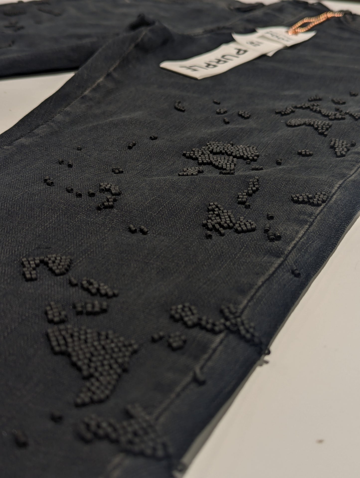 Purple Men's Beaded Detail Jeans