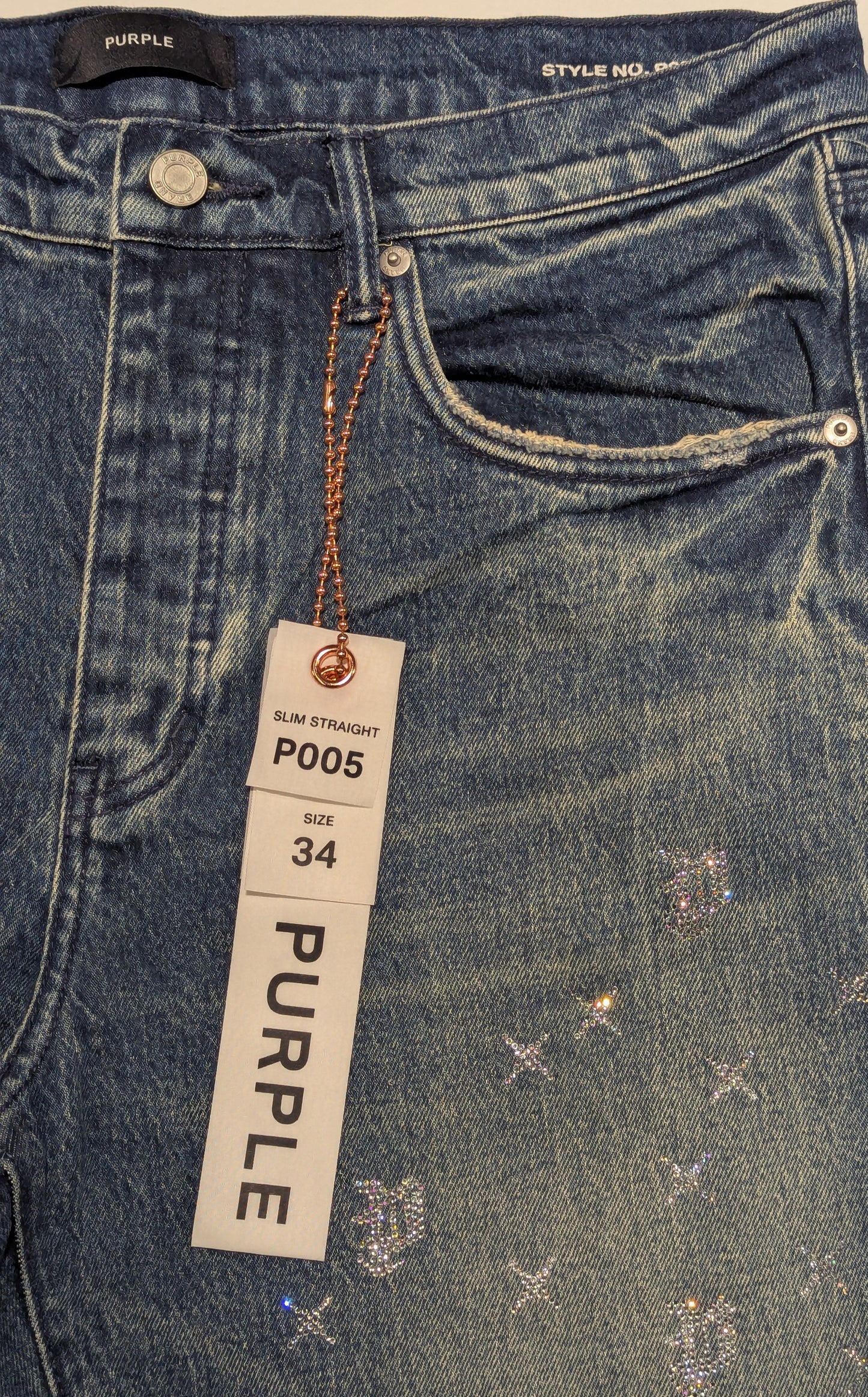 Purple Men's Crystal Detail Jeans