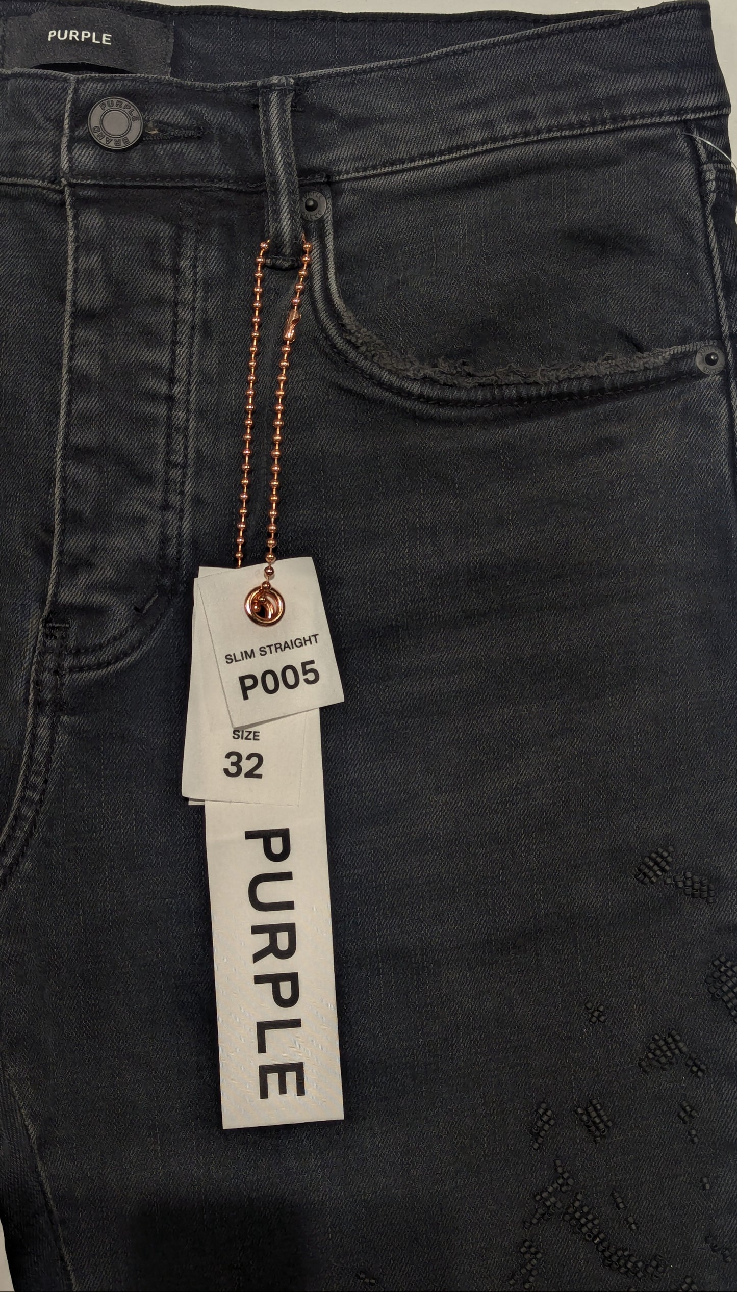 Purple Men's Beaded Detail Jeans