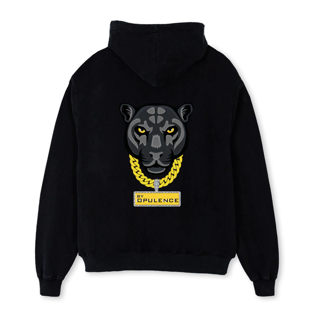 By Opulence Men's Oversize Panther Zip-Up