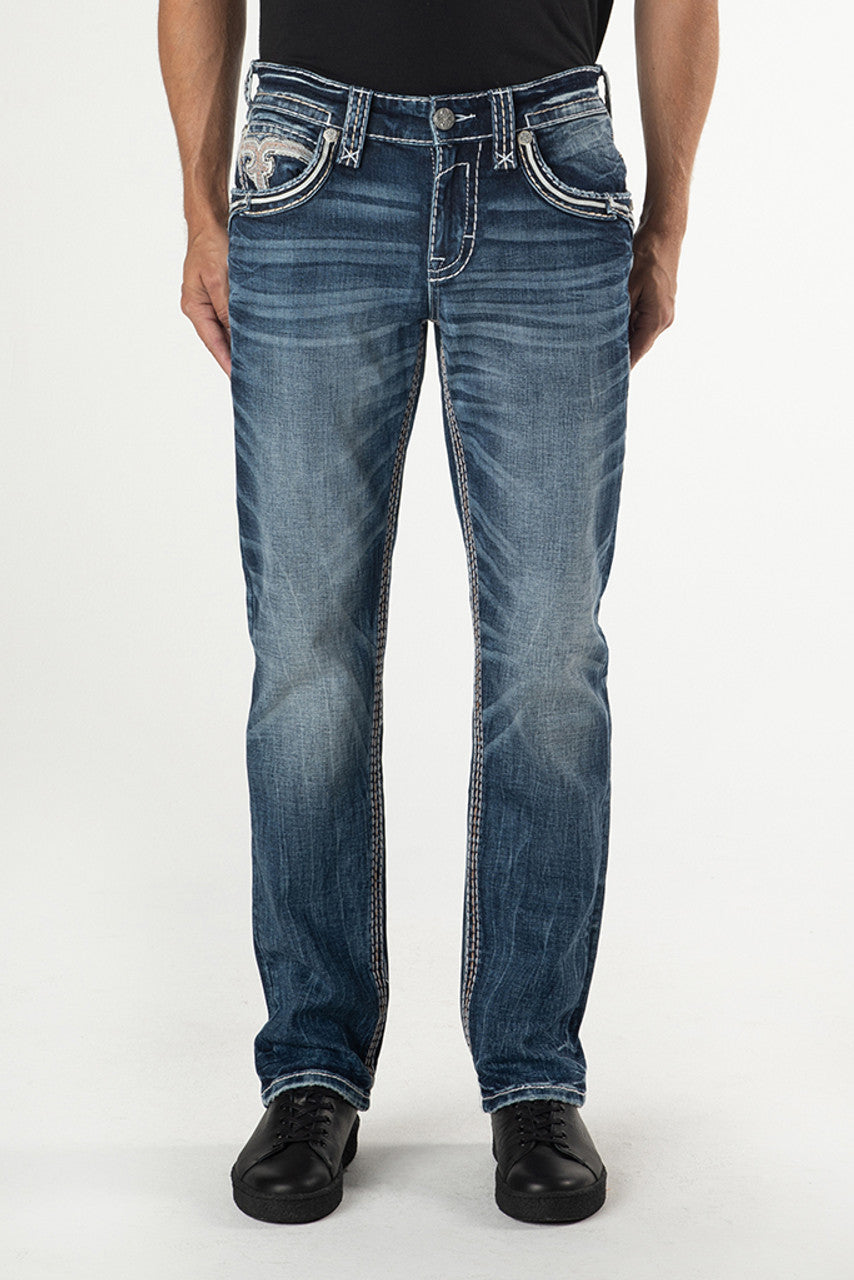 Rock Revival Mens Straight Fit Jeans 32'