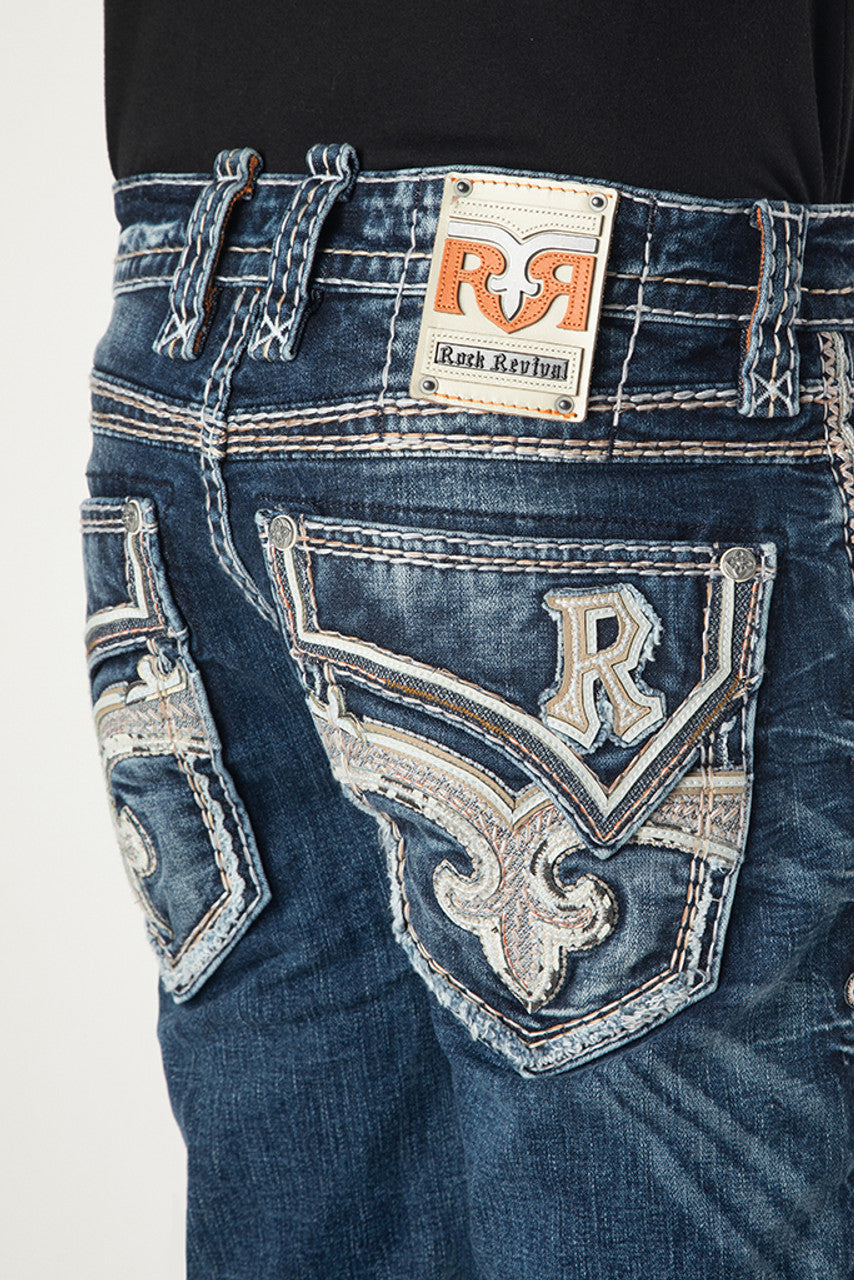 Rock Revival Mens Straight Fit Jeans 32'
