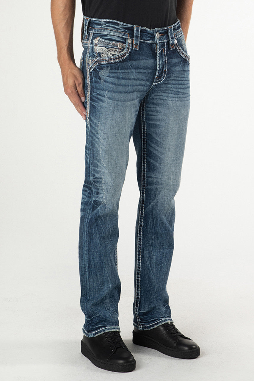Rock Revival Men's Straight Fit Jeans 34'