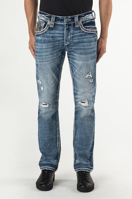 Rock Revival Men's Rey J203r Straight Jeans - Stylish Western Black Wash  Bottoms