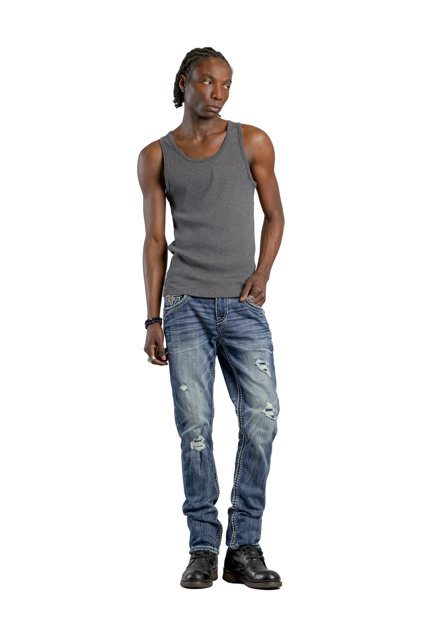 Rock Revival Men's Alternative Straight Jeans 32"