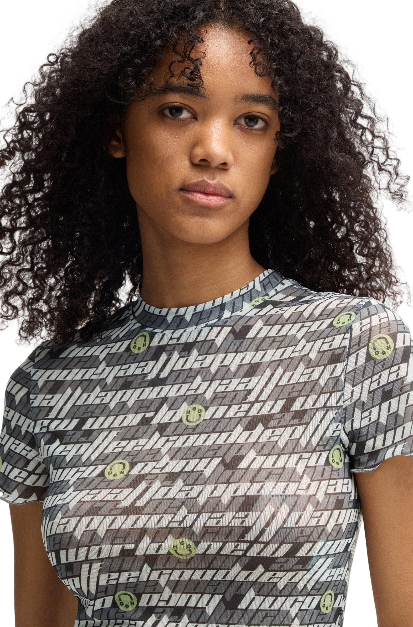 Hugo Blue Women's Sheer Mesh Top
