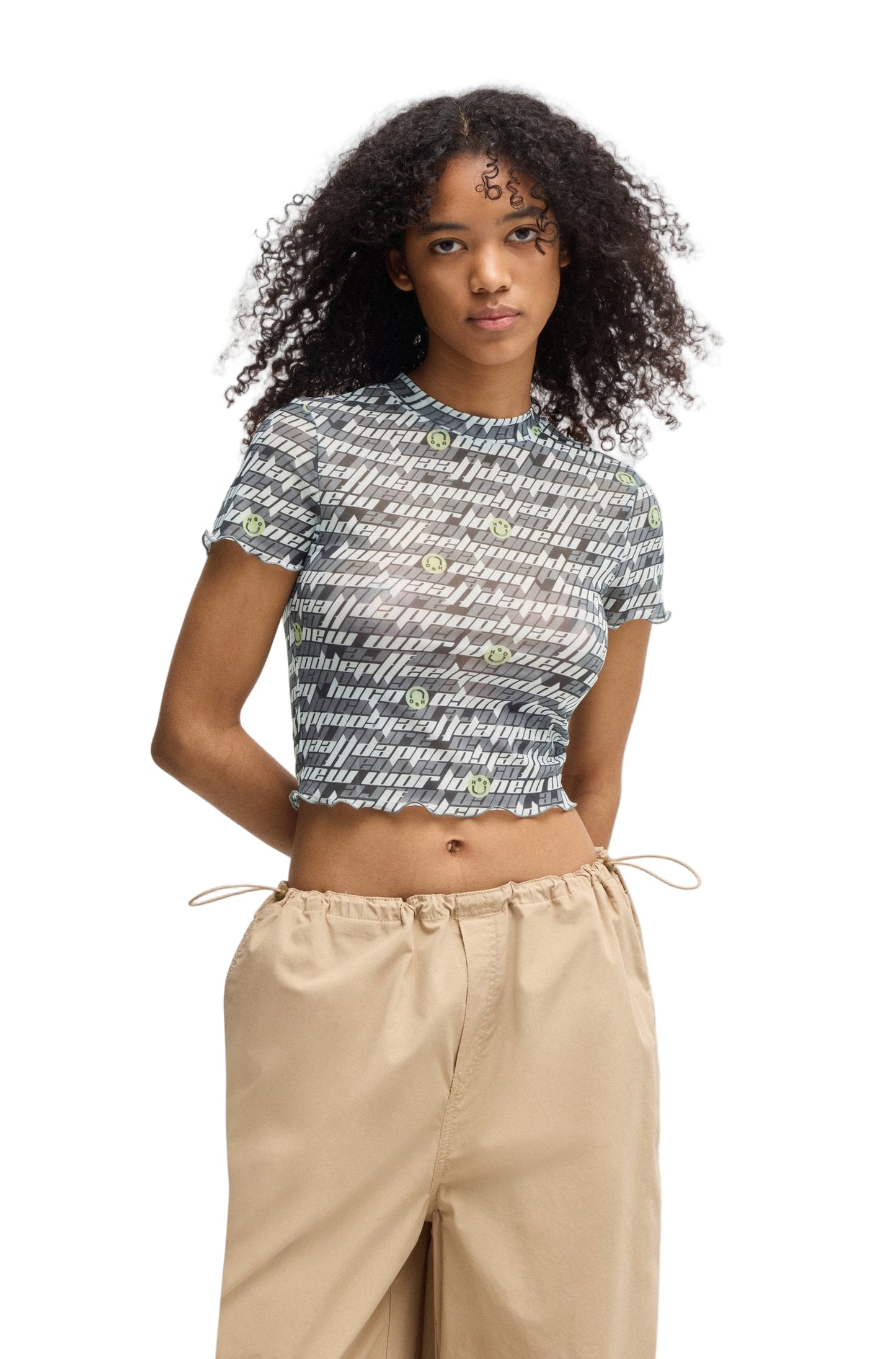 Hugo Blue Women's Sheer Mesh Top