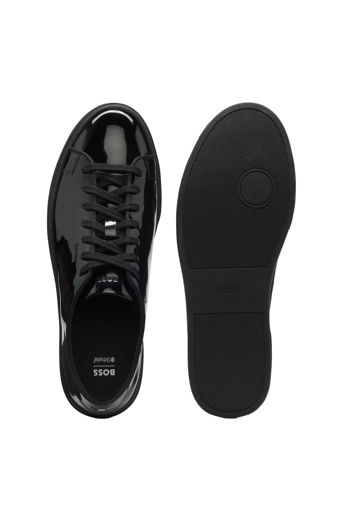 Boss Men's Patent-Leather Sneakers