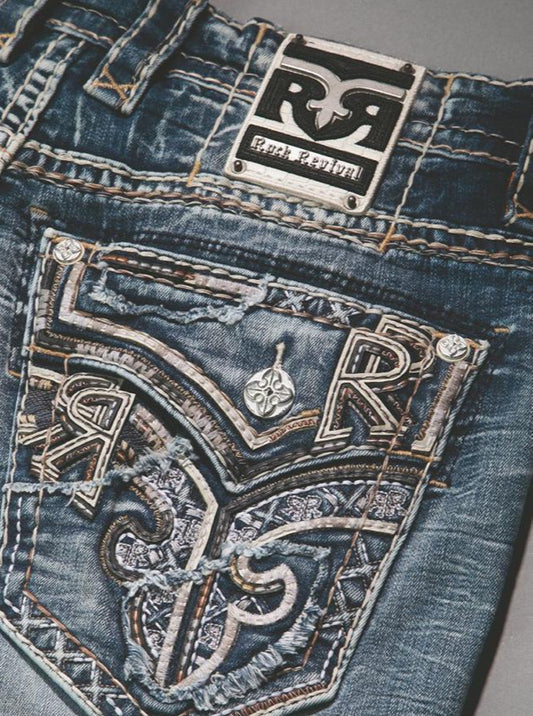 Rock Revival Men's Straight Fit Jeans 32"