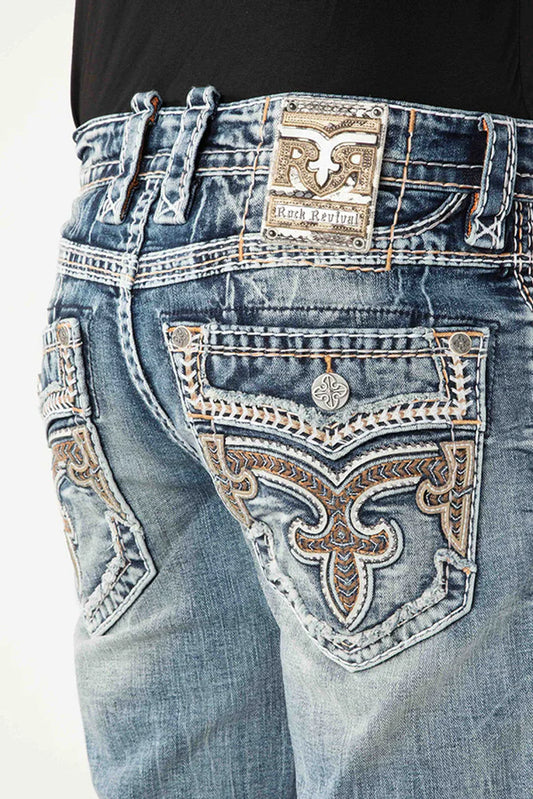 Rock Revival Men's Straight Fit Jeans 32"