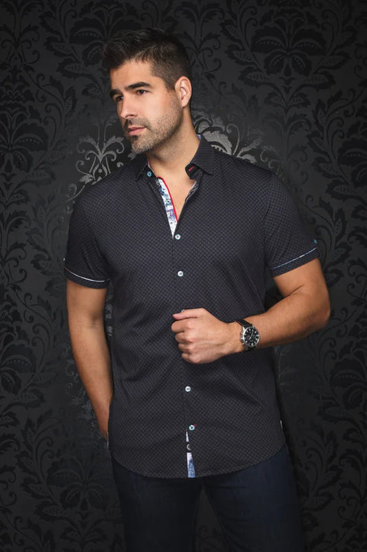 Au Noir Men's Short Sleeve Dress Shirt