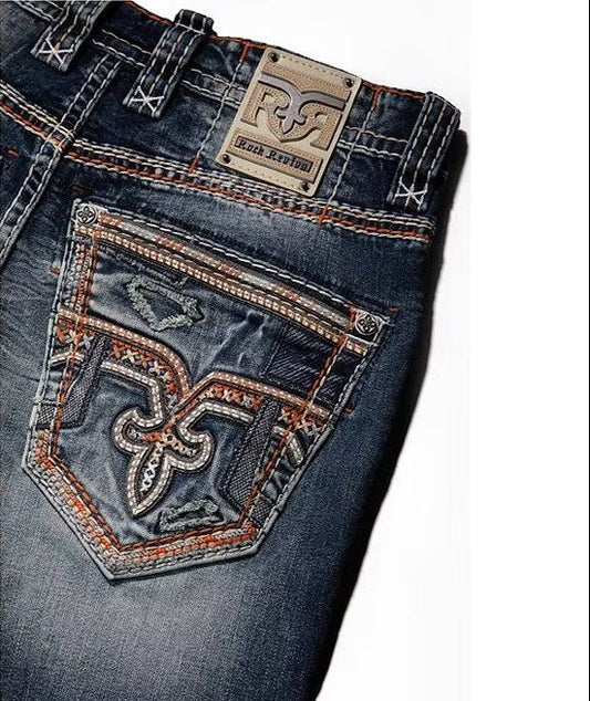 Rock Revival Men's Straight Fit Jeans 32"