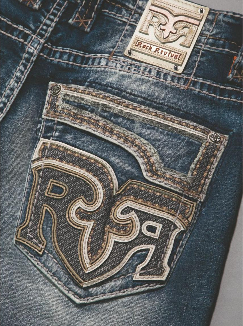Rock Revival Men's Straight Fit Jeans 32"