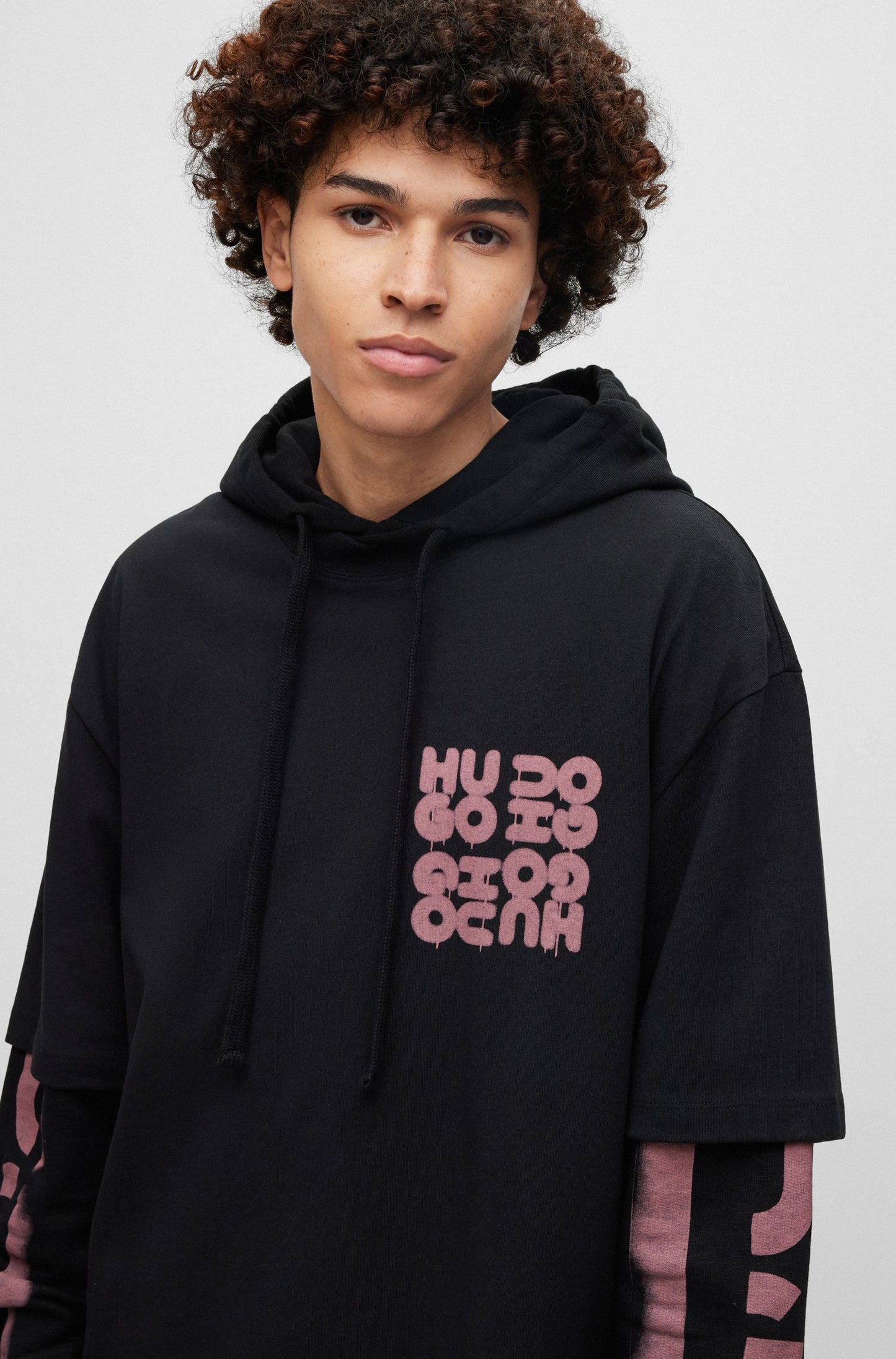 Hugo Men's Oversized Pullover Hoodie with T-Shirt